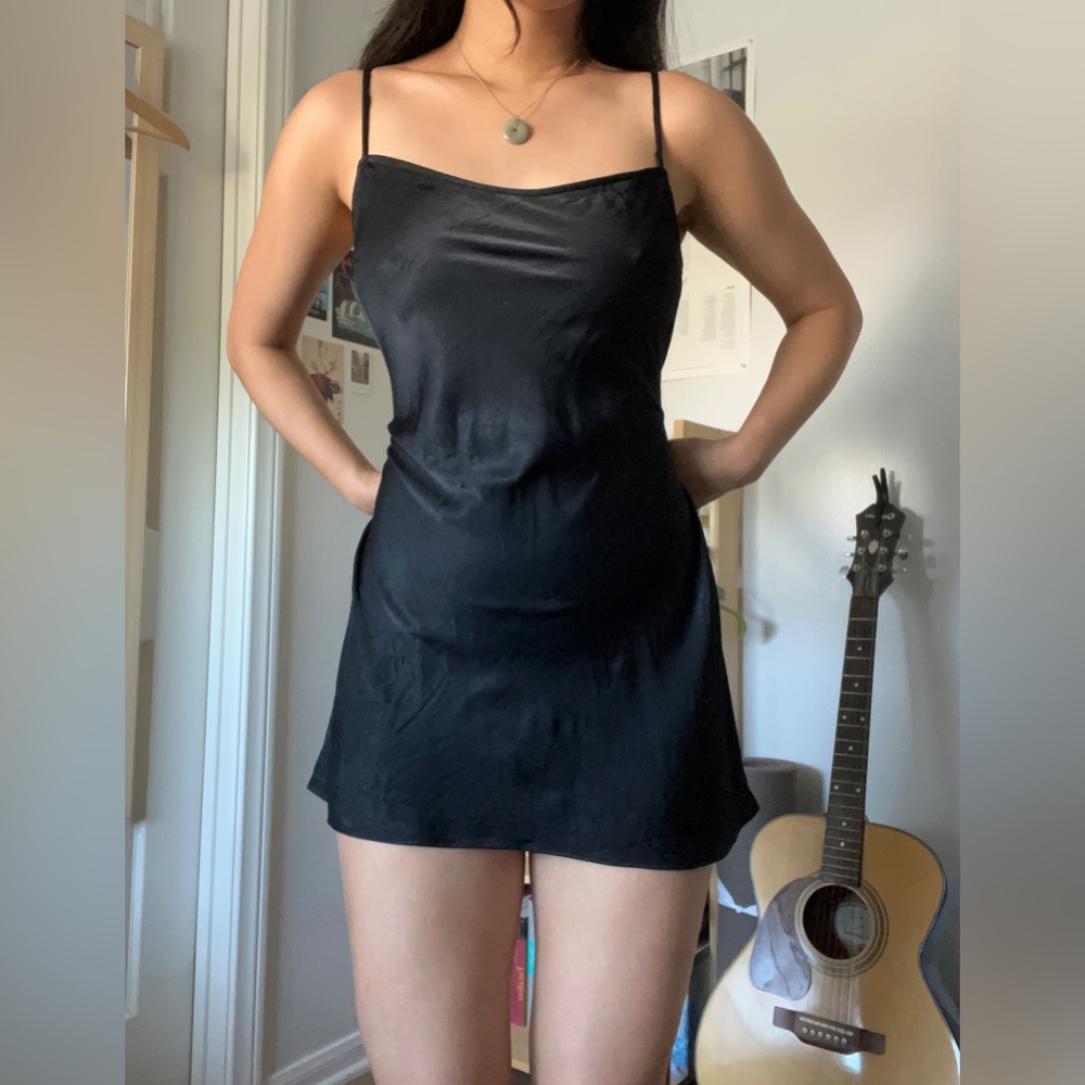 Black Satin Slip Dress